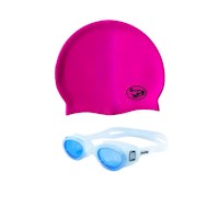 Pack Lentes Porto Celeste + Gorro Silicona Gravital Fucsia